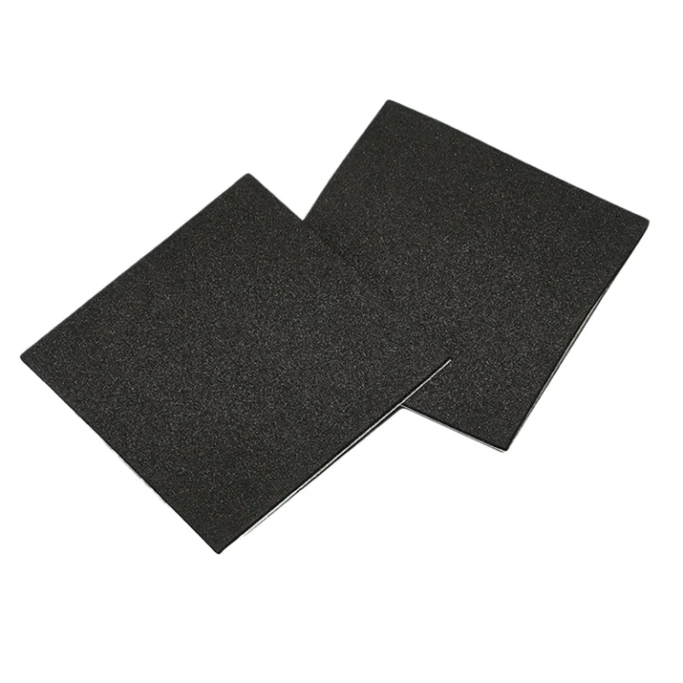 Slow rebound polyurethane sponge pad in charcoal gray, precision die-cut for CNC equipment cushioning, ideal for electronic component vibration damping and new energy battery pack protection.