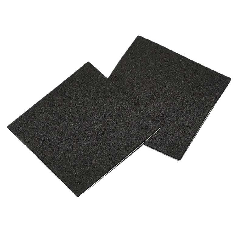 Slow rebound polyurethane sponge pad in charcoal gray, precision die-cut for CNC equipment cushioning, ideal for electronic component vibration damping and new energy battery pack protection.