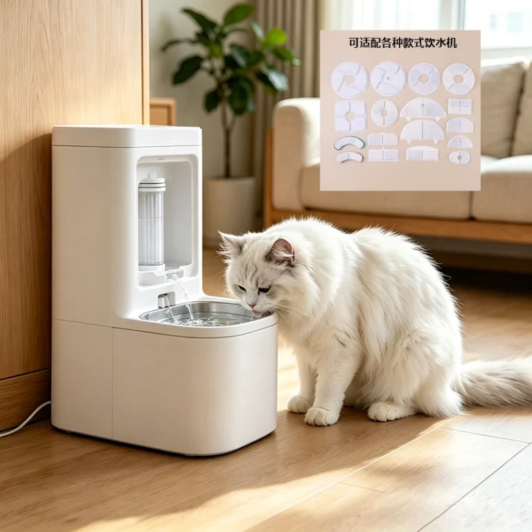 Multi-style white filter sponge for automatic pet drinking fountain, customizable special-shaped filter cotton, removes hair and impurities in circulating water