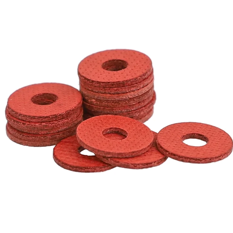 Thick red hollow circular fish paper gaskets, multi-layer combinable insulating fish paper rings for adjustable gap insulation
