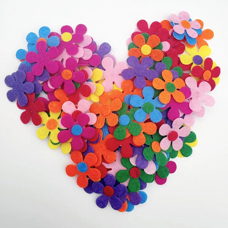 Non-Woven Fabric Pad Colorful Flower Shaped Decorative Felt Stickers Wholesale