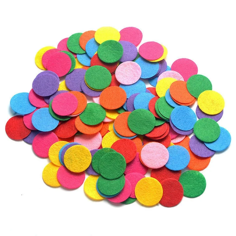 Mixed red yellow green pink purple small round non-woven fabric felt dots, colorful adhesive felt discs for craft decoration and furniture mute protection