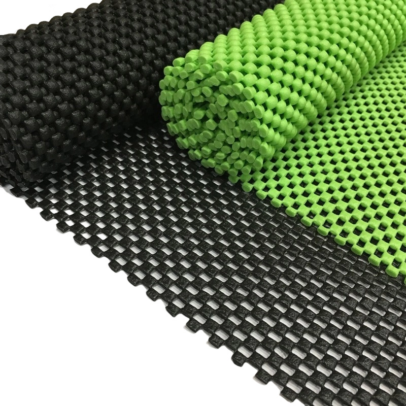 Black and bright green square grid PVC mesh foam roll, breathable anti-slip mesh foam material for mat manufacturing