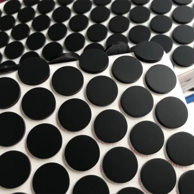 Bulk small solid black circular silicone rubber discs, self-adhesive wear-resistant rubber dots for household appliances anti-vibration