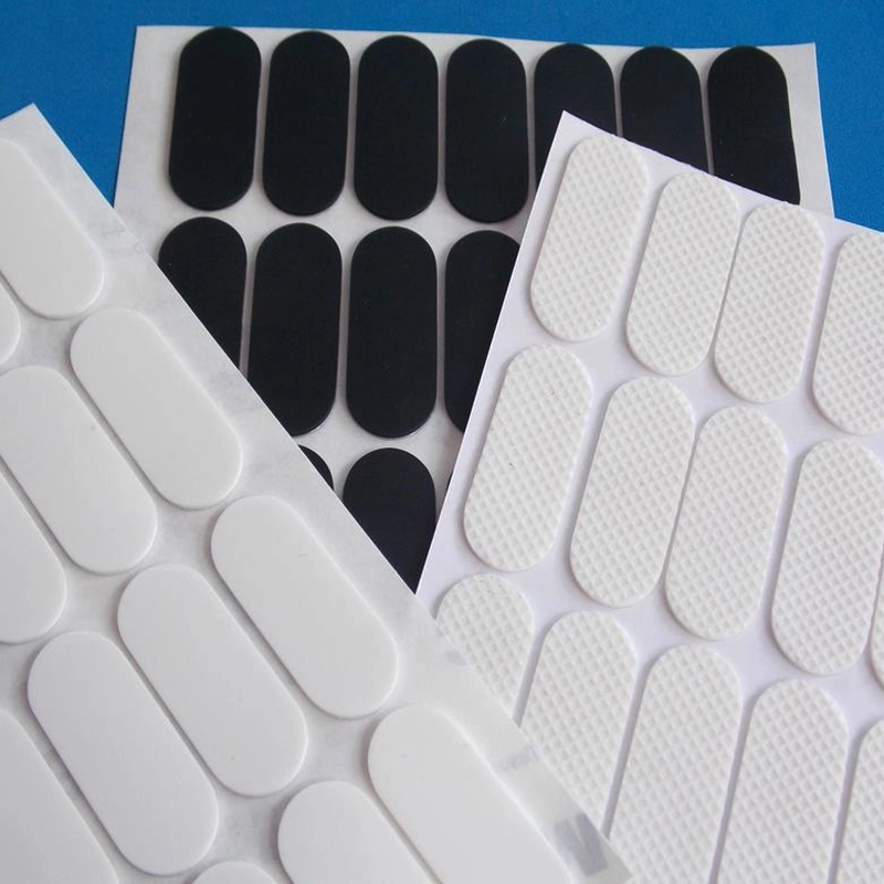 Silicone Pad Black & White Oblong Oval Self-Adhesive Silicone Buffer Pads