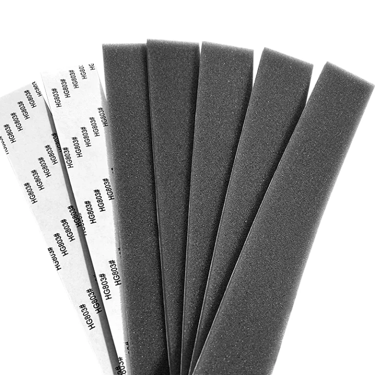 Narrow long black self-adhesive PU sponge strips, thin foam strips for narrow gap dust sealing