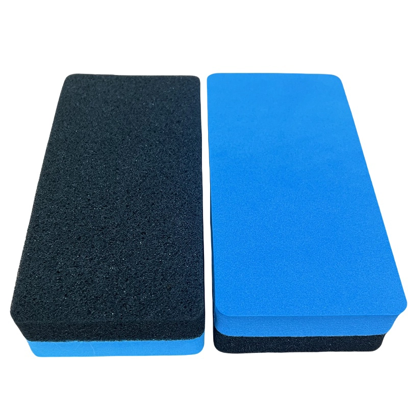 Crystal Sponge Eraser, black and solid blue rectangular sponge eraser