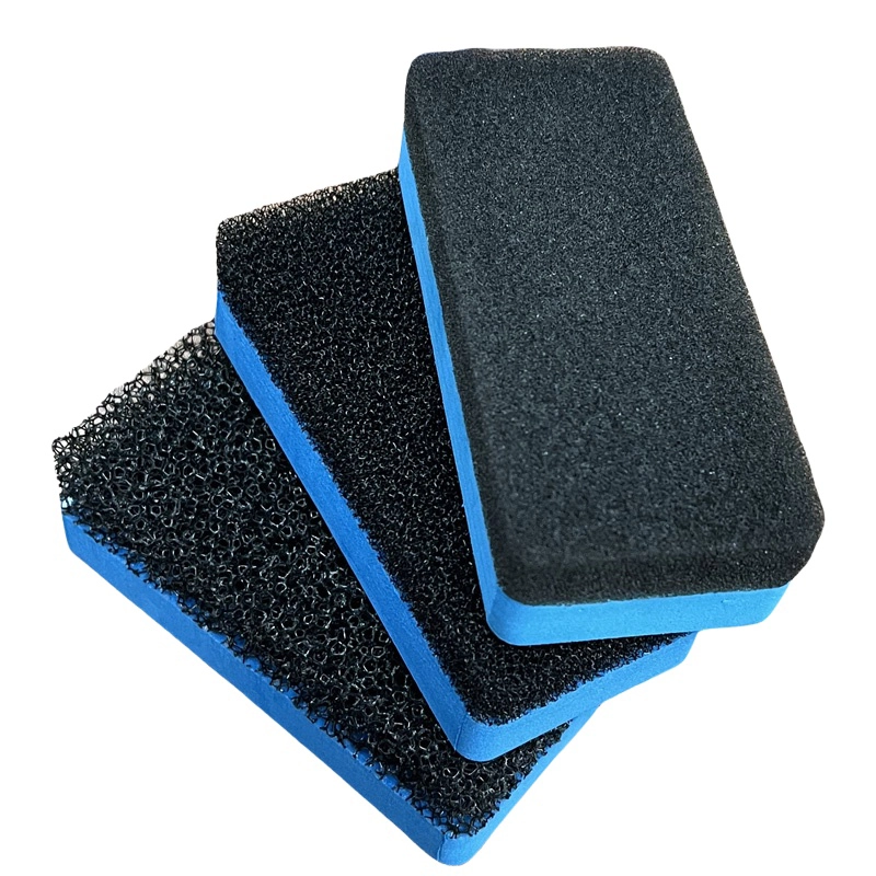 Crystal Sponge Eraser, black‑blue dual‑texture rectangular sponge eraser
