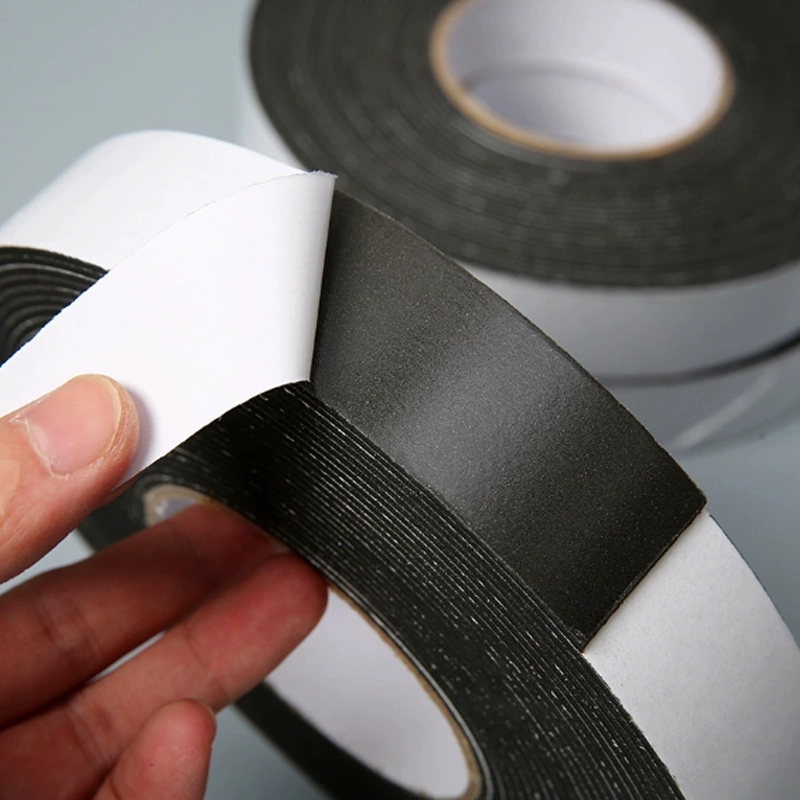 EVA Double‑Sided Tape, black roll‑form adhesive tape with white release liner