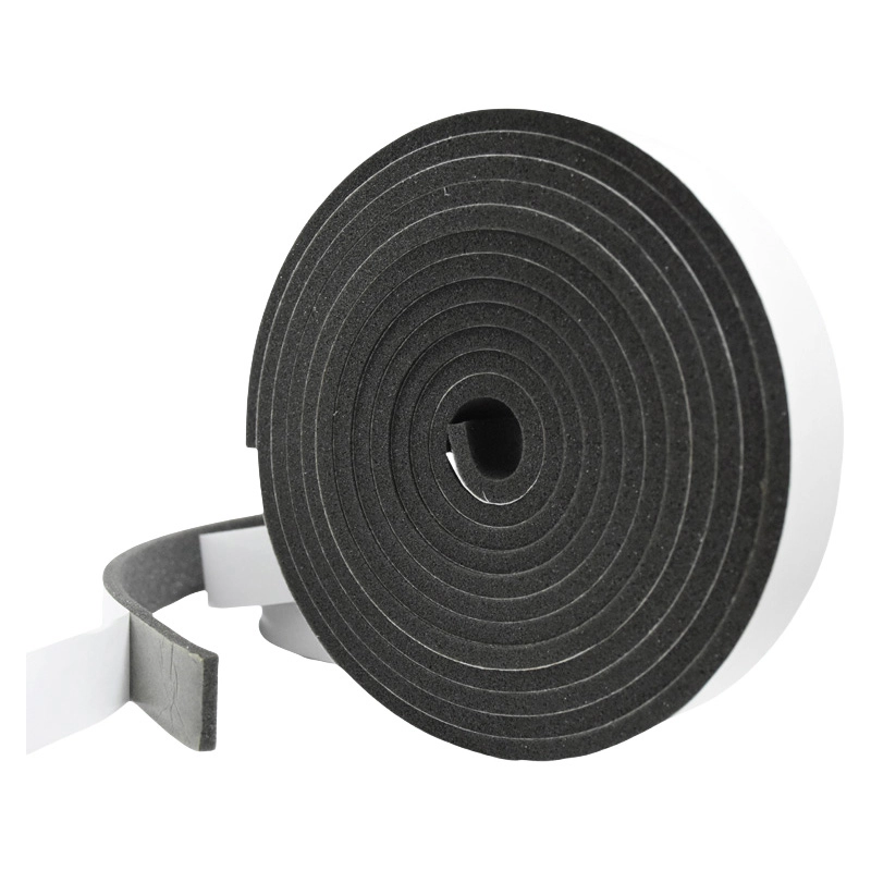 EVA foam strip, black self‑adhesive EVA sponge sealing strip with white silicone release liner