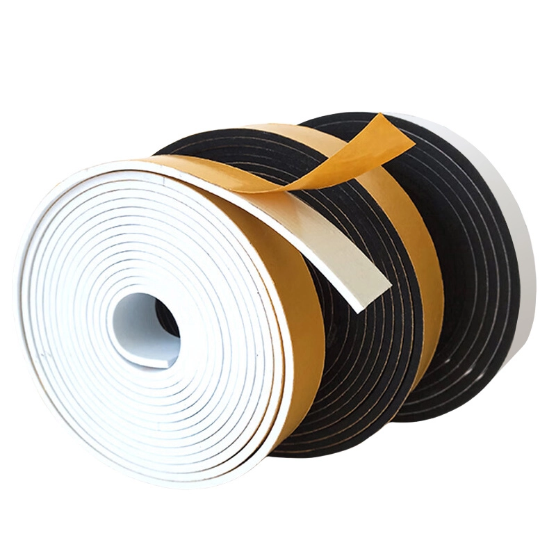 EVA foam strip, black & white self‑adhesive EVA sponge strip with yellow silicone release liner