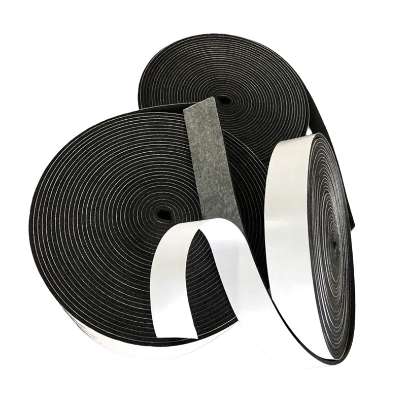 Multiple cross‑section specimens of EVA foam strip displaying thickness difference