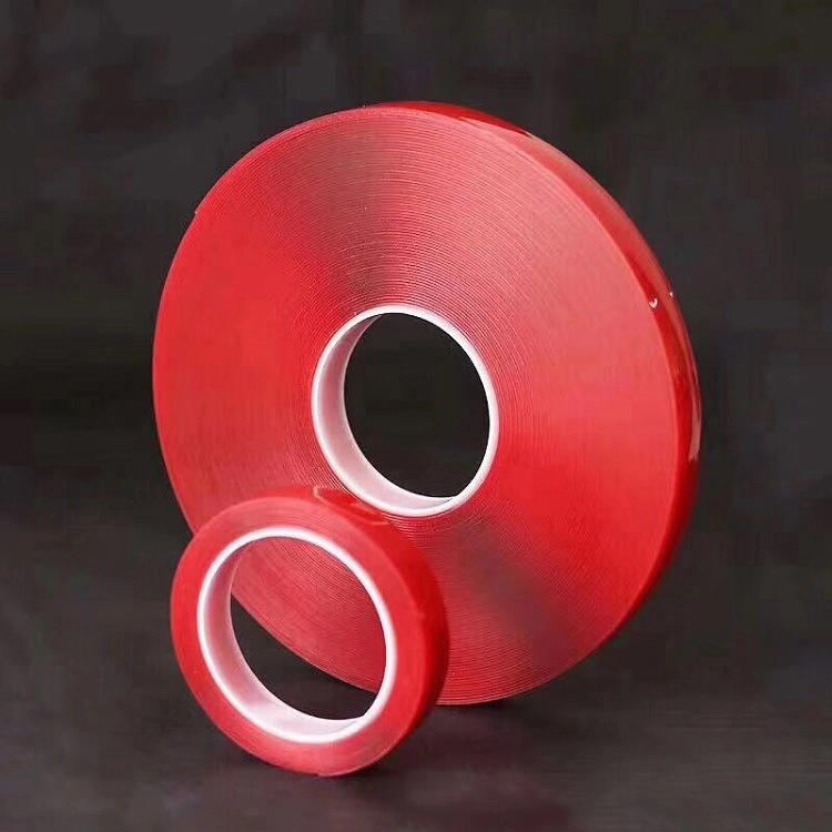 High‑Viscosity Double‑Sided Tape, bright red roll‑form adhesive tape