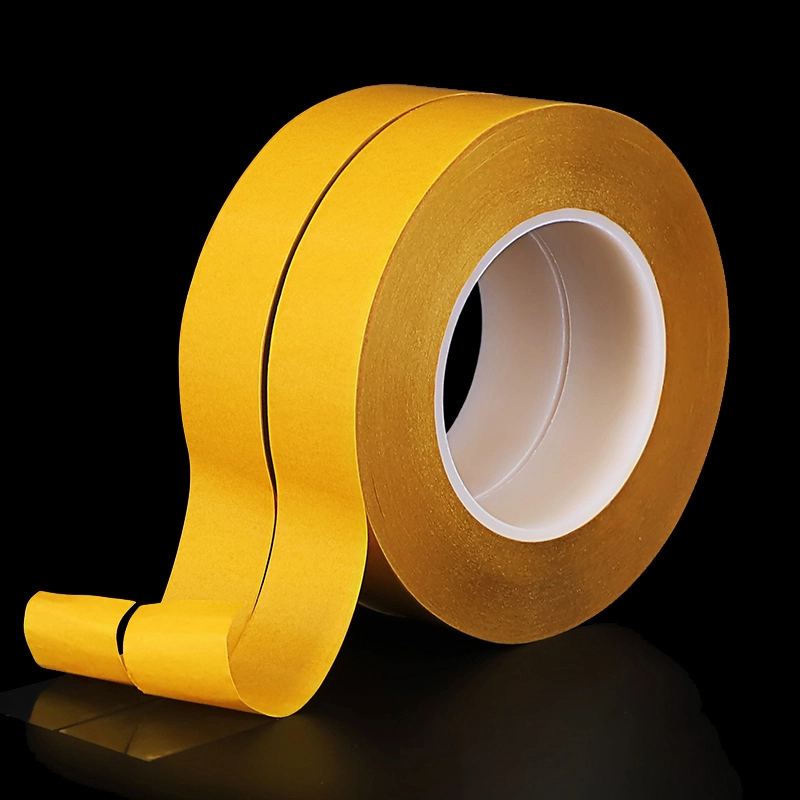 High‑Viscosity Double‑Sided Tape, golden‑yellow roll‑form adhesive tape