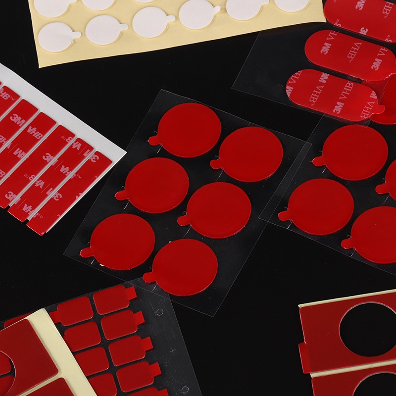 High‑Viscosity Double‑Sided Tape, multi‑shape red die‑cut adhesive pad