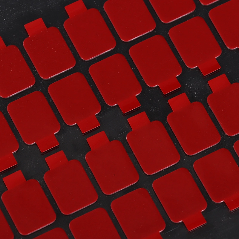 High‑Viscosity Double‑Sided Tape, red square die‑cut adhesive pad