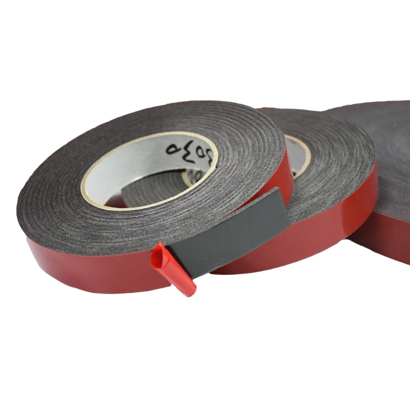 PE Double‑Sided Tape, black PE substrate with black release film, heavy‑duty roll