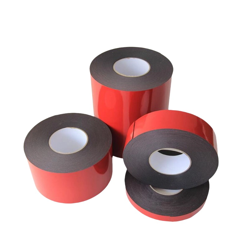 PE Double‑Sided Tape, black PE substrate with red release film, multi‑dimension sample rolls