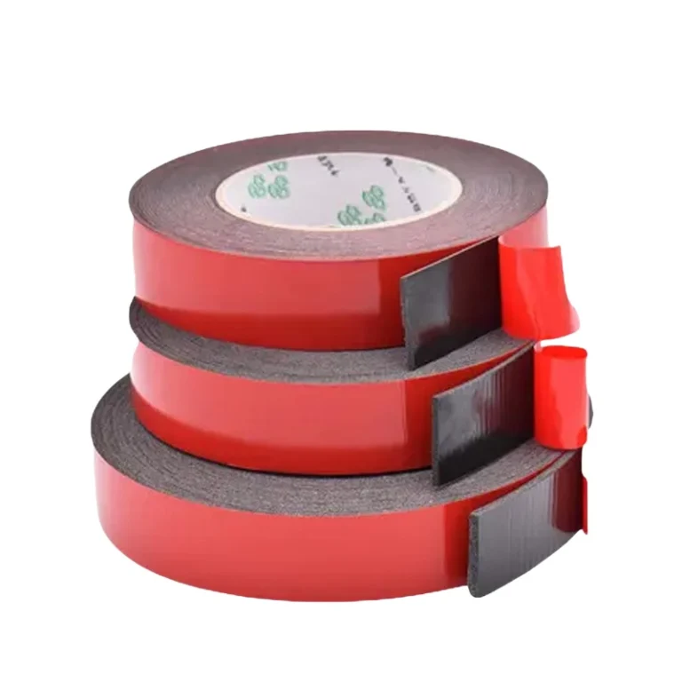 PE double‑sided tape for product display, black PE substrate, flipped‑out red release film