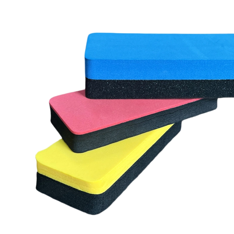 Rubber Sponge Eraser, rectangular multi‑color composite sponge wiper, blue‑black, pink‑black, yellow‑black