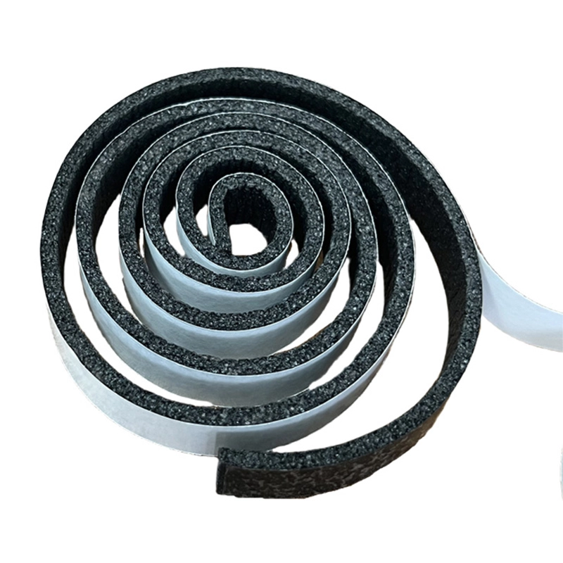 XPE foam strip, loose‑coiled black XPE foam strip with outward extended liner