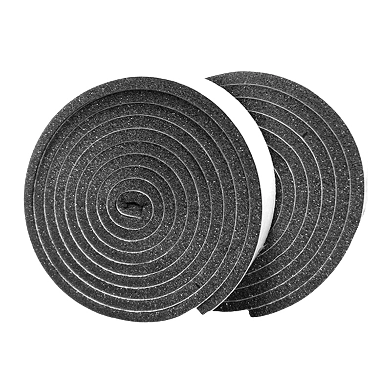 XPE foam strip, spiral‑wound black XPE foam strip showing liner boundary